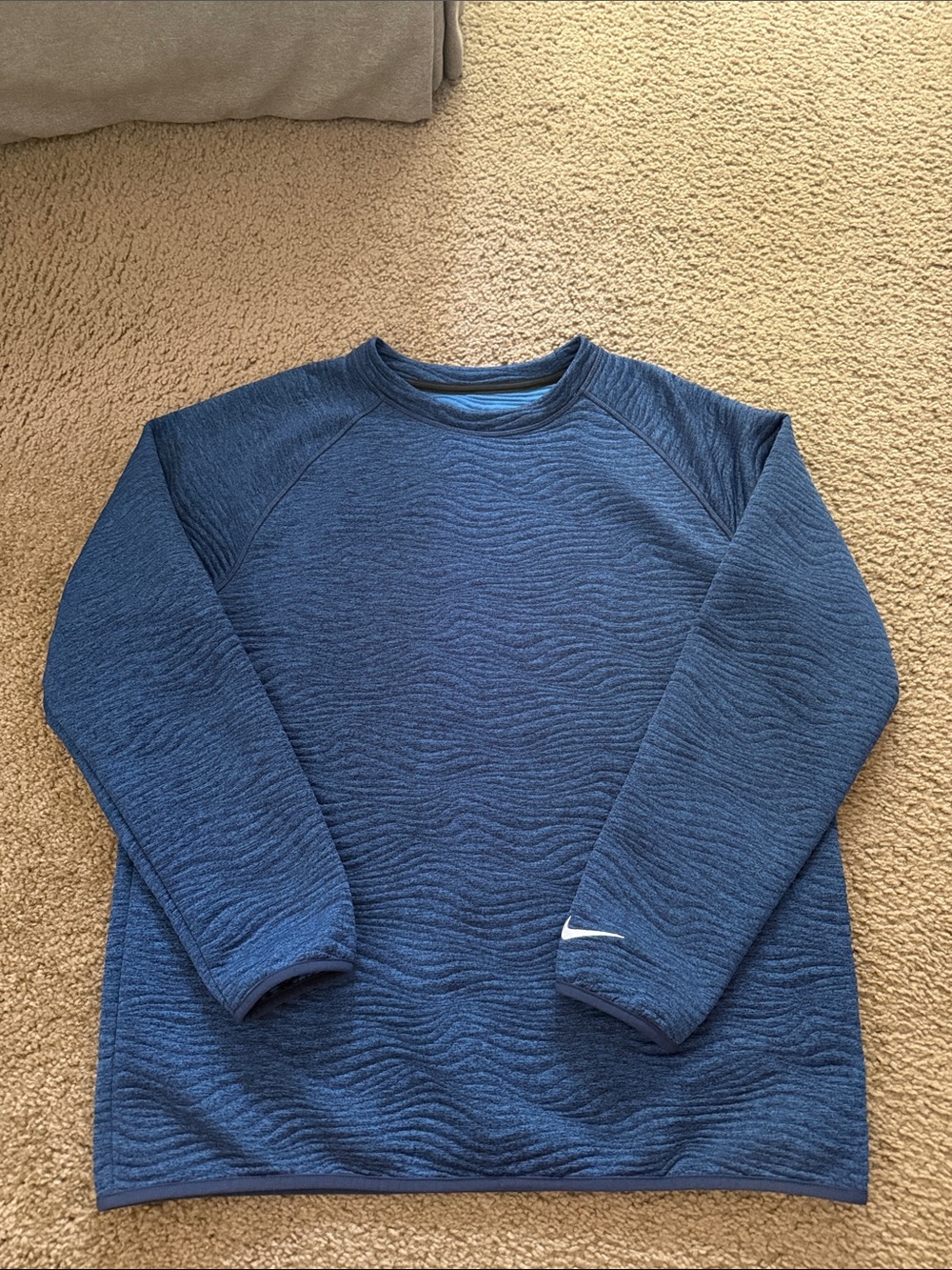 Nike Navy Textured Wave Crewneck Sweatshirt